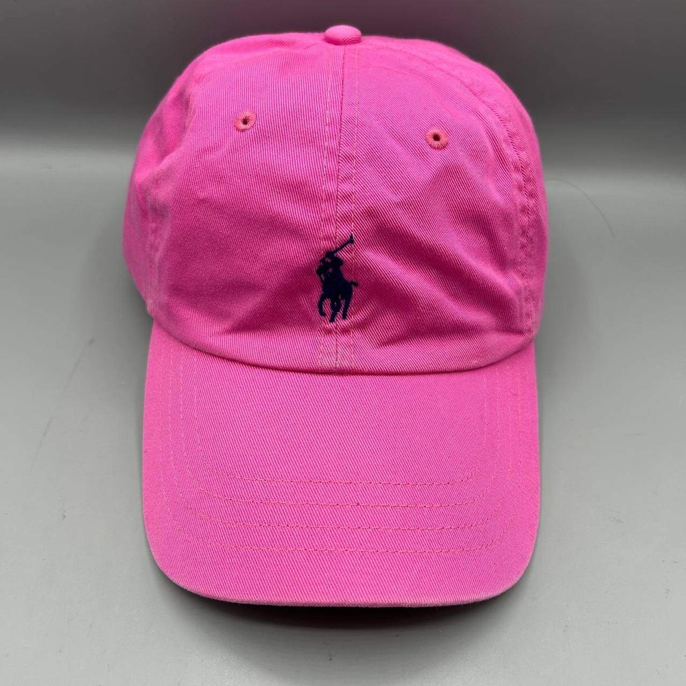 Vintage Polo Ralph Lauren Golf Hat Men Pink Embroidered Strap Back Cap Cotton